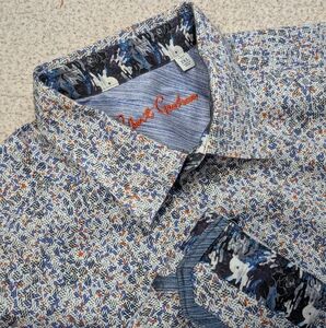 ROBERT GRAHAM Classic Fit Mens XXL Blue Orange Confetti Long Sleeve Shirt